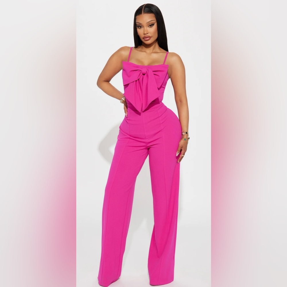 FASHION NOVA Women’s Your Best Wish Fuchsia Jumpsuit Size M